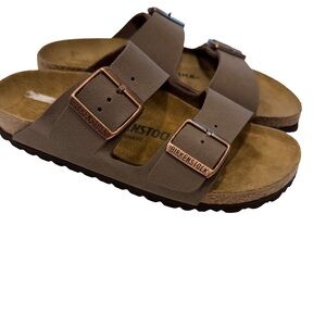 Birkenstock Arizona Women’s Birko-Flor Color Brown Leather Sandals Sz 7 EU 37 N
